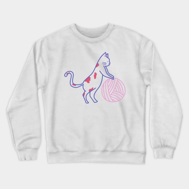 Cat and yarn Crewneck Sweatshirt by svaria